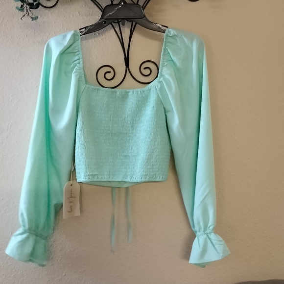 Love & Piece Mint Green Crop Top size L. - Picture 3 of 7